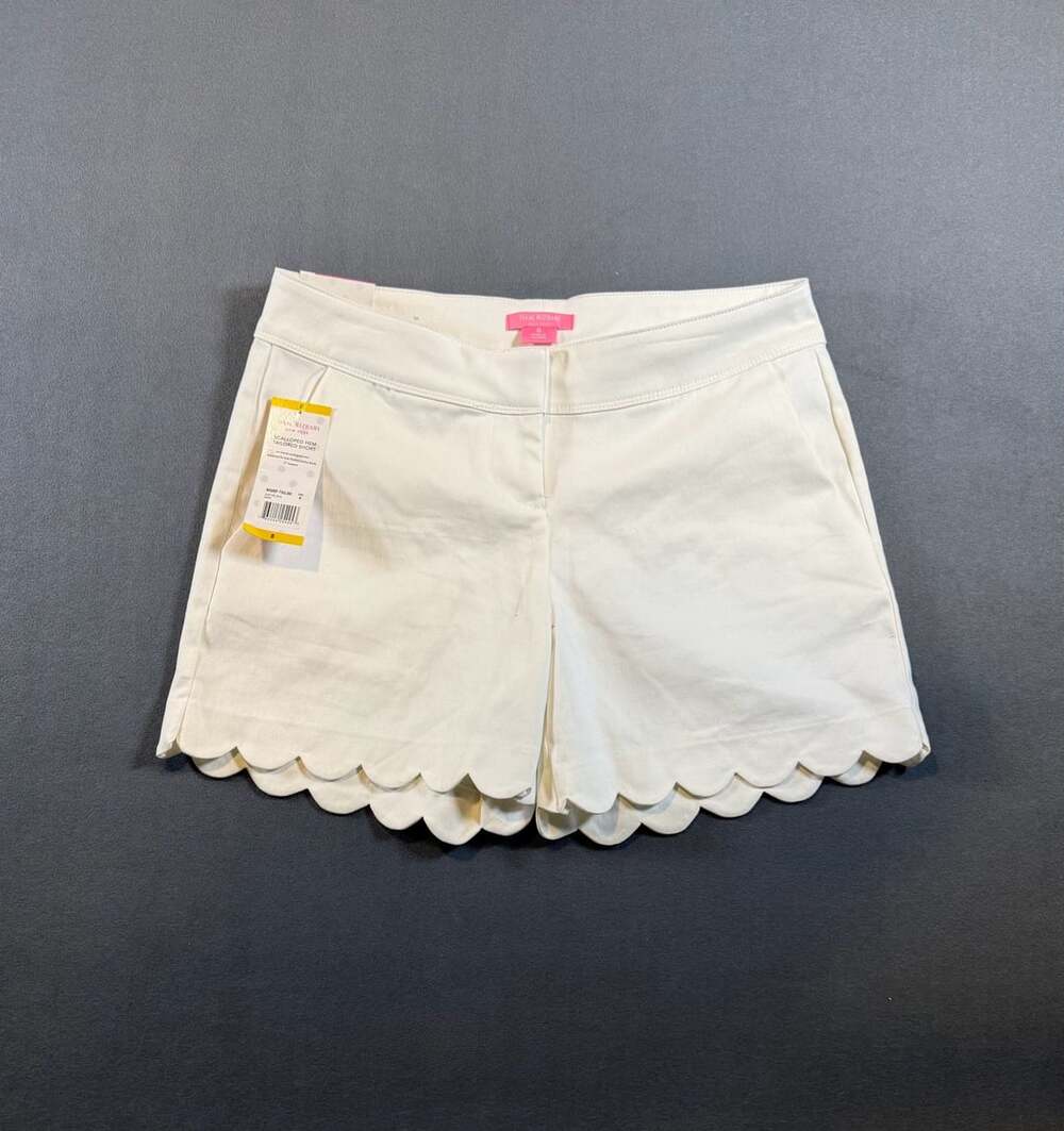 Isaac Mizrahi New York Scalloped Hem Tailored Short Size 8 White
